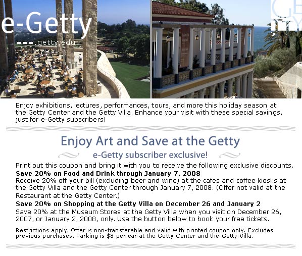 Save 20% at the Getty