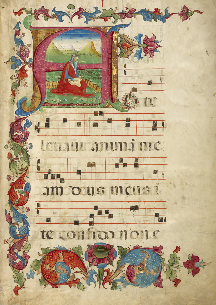 Initial A: David Playing the Psaltery (Getty Museum)