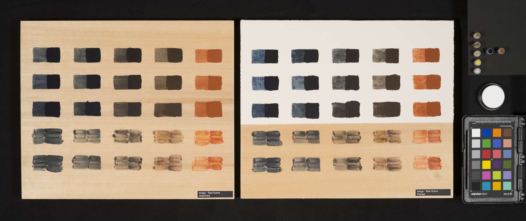Commercial ochre pigments (Kremer Pigments). From left to right: light