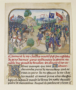 The Armies of France and Burgundy with Martel in Prayer / Liédet