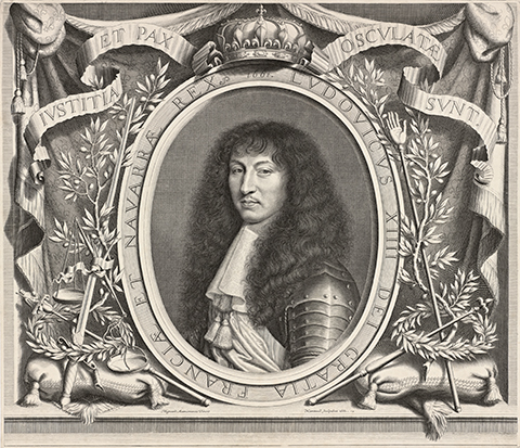 A 17th century print of Louis XIV, King of France and Navarre