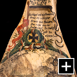 Cow shoulder bone painted by a German soldier on the eastern front (detail), Anonymous (German), 1916