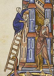 Rebuilding the Temple (detail), in Marquette Bible, about 1270